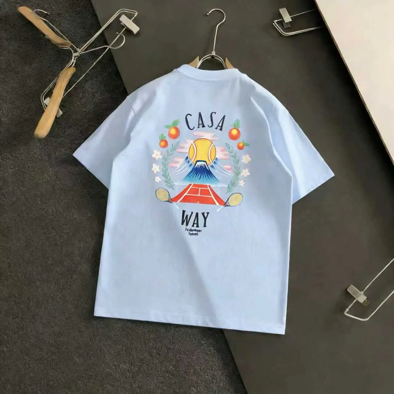"𝙉𝙚𝙬♈️ Casablanca" 🏖Casablanca 25 spring and summer New Arrival letter logo printed short-sleeved T-shirt, made of 32 grams of dense double yarn cotton fabric, the fabric is soft. Color: Black White Light Blue Size: S M L XL 2XL